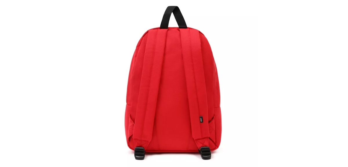 Vans red white online and blue backpack