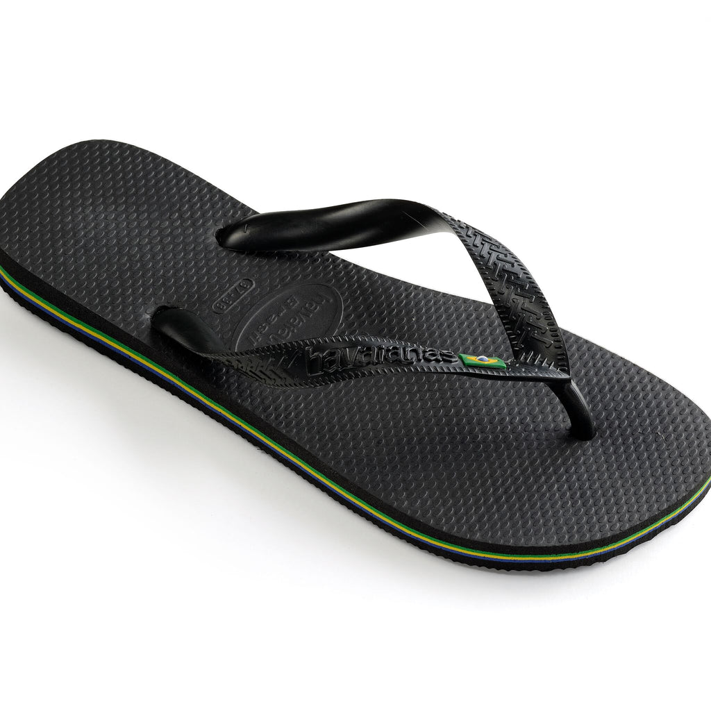 Havaianas brasil logo flip flops in black