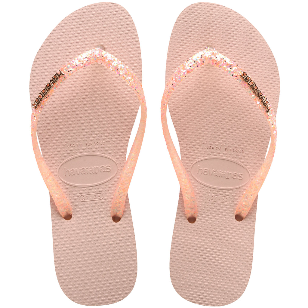 Havaianas Slim Glitter Flourish Womens Flip Flops - Macaron Pink